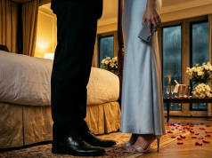 The bride hid beneath the bed on her wedding night as a prank.