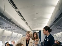A stranger refused to leave the airplane seat